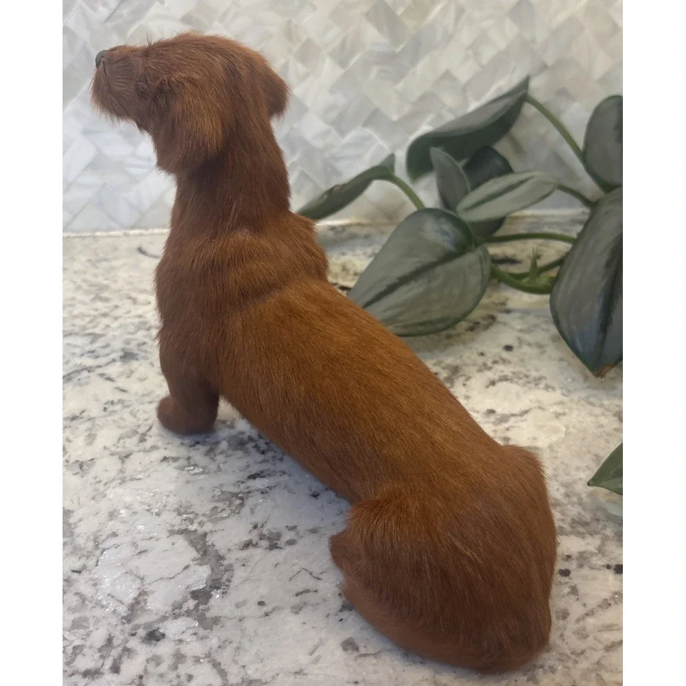 Vintage Real Fur Dog Miniature DACHSHUND Life like Soft Red‎ collectible